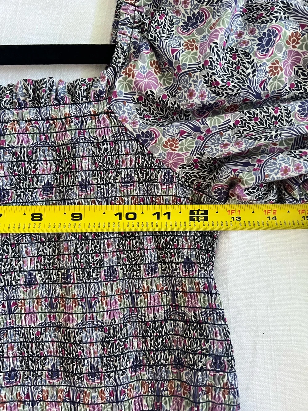 J. Crew Smocked Square Neck Organic Cotton Top in Liberty Nouveau Floral M